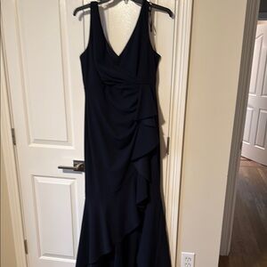 Elegant Navy High Low Women's Dress